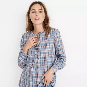 Madewell Leysfield Plaid Top Size M